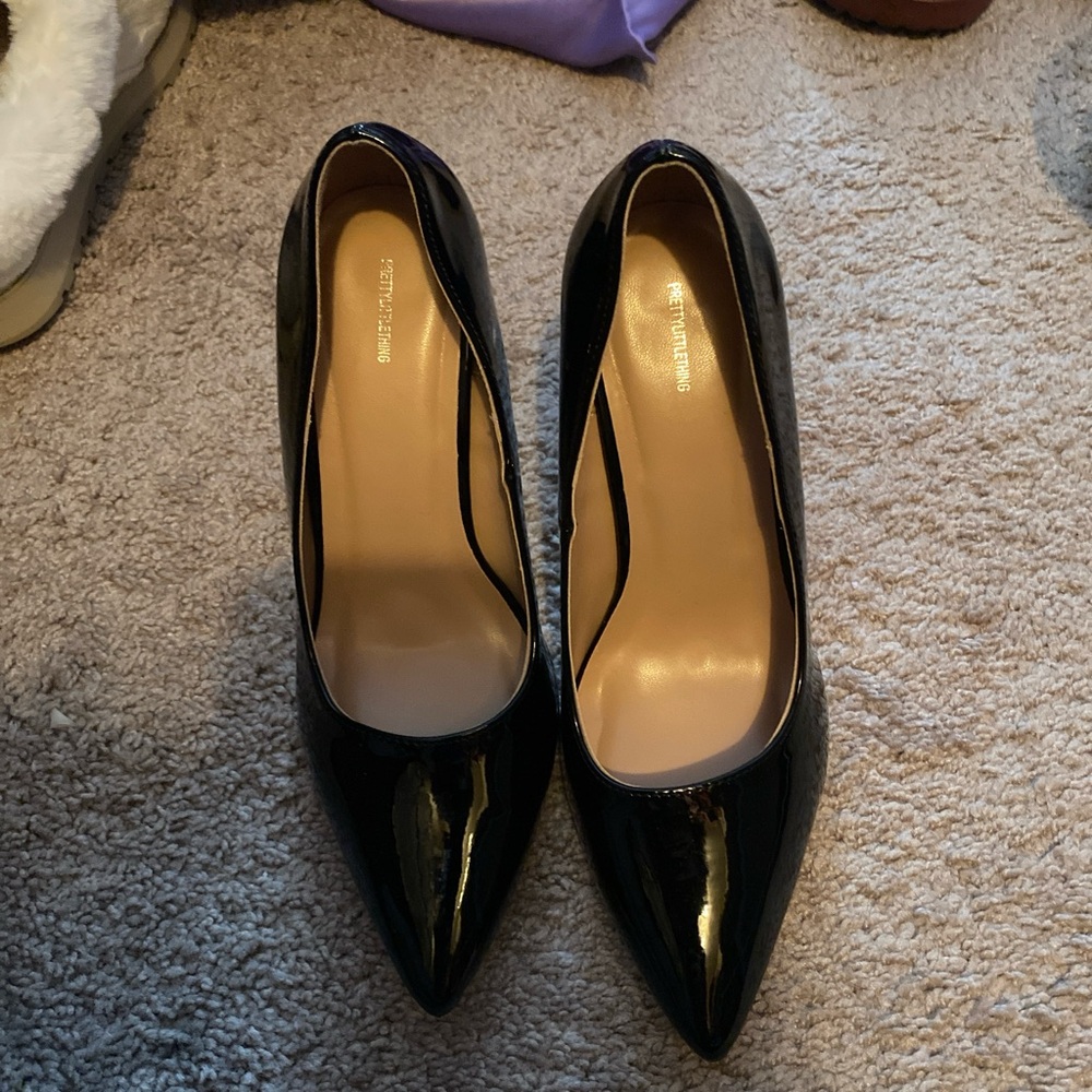PrettyLittleThing Black Patent Heels